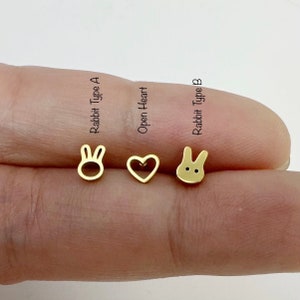 16g Open heart / Rabbit piercing (Single), 316L Surgical steel cartilage helix piercing