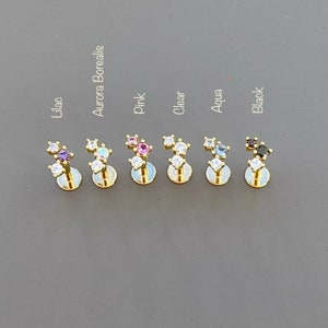 16g Tiny Three Mix CZ Piercing, Dainty Cartilage Tragus Helix Conch piercing - FINAL CLEARANCE