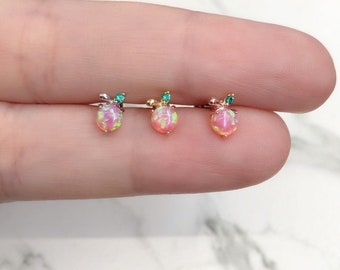 18g/16g Tiny Opal Peach Piercing(Single), Cute Peach Opal Piercing, Cartilage Earring /Tragus Stud/ Tragus Earring/Conch/Helix