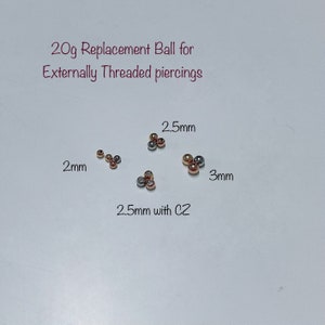 20g Replacement Balls for an Externally Threaded Piercings, Barbell, Labret, Horseshoe