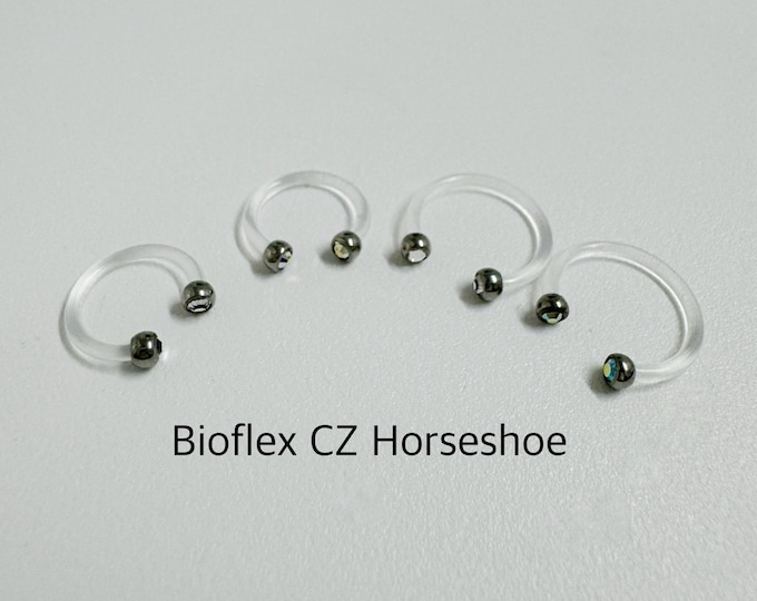 16g BIOFLEX horseshoe with CZ Balls -  Cartilage Helix Lip Nose Conch piercing