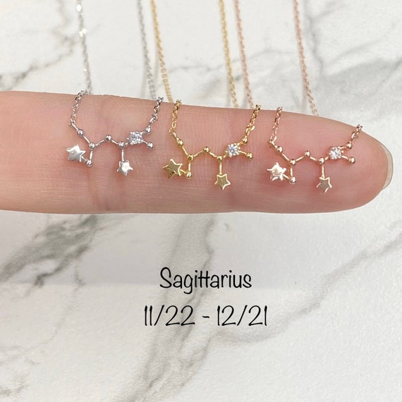 New Sagittarius Necklace 92.5 Sterling Silver Nickel Free Constellation November Celestial Necklace Zodiac Necklace Etsy Canada