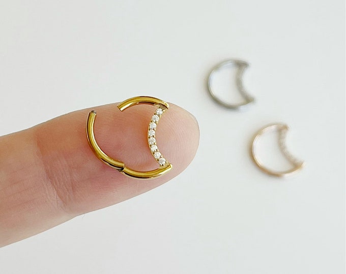 16g Crescent Clicker with CZ, Titanium Daith Clicker