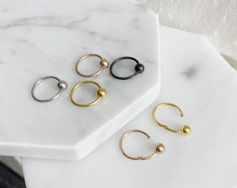 Surgical Steel Ball Hoop: 18g Hinged Septum Ring