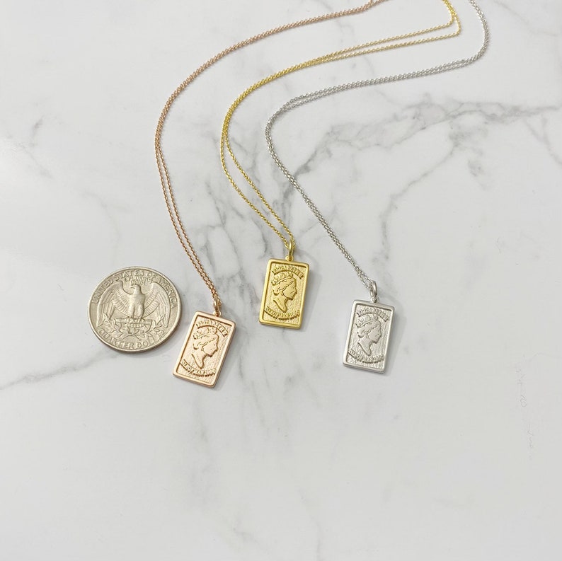 Gold Medallion Square Pendant Necklace Elizabeth Medallion | Etsy