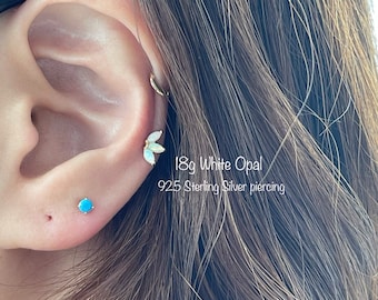 Sterling Silver Opal Crown Piercing: Marquise Helix Conch (Single)