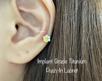 CZ Paw Implant Grade Titanium Threadless Labret: Conch, Helix, Tragus