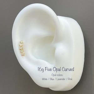 Fünf Opal Curved Piercing(Single), 16g Opal Curved Piercing, Knorpelohrring/Conch/Helix