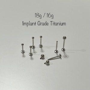 18g 16g 2mm 3mm Tiny Ball Internally Threaded Monroe Labret, Ball Titanium Labret Tragus Cartilage, Titanium 6AL-4V-ELI-ASTM-F136
