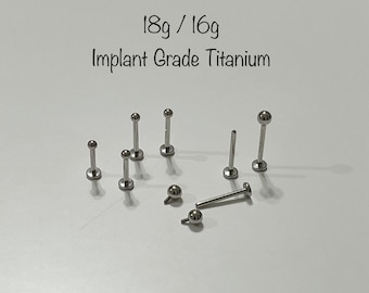 18g 16g 2mm 3mm Tiny Ball Internally Threaded Monroe Labret, Ball Titanium Labret Tragus Cartilage, Titanium 6AL-4V-ELI-ASTM-F136