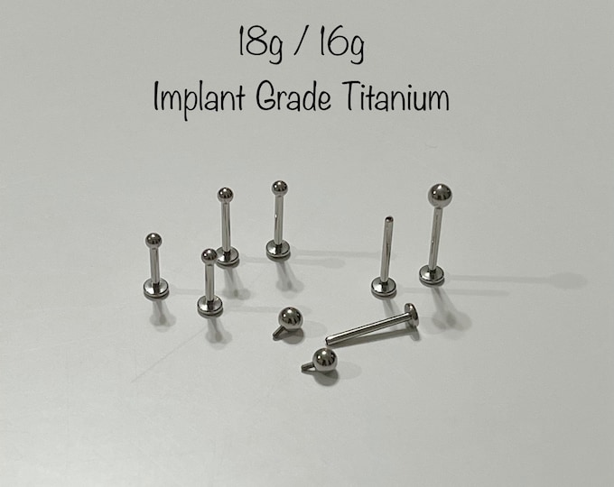 18g 16g 2mm 3mm Tiny Ball Internally Threaded Monroe Labret, Ball Titanium Labret Tragus Cartilage, Titanium 6AL-4V-ELI-ASTM-F136