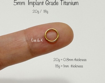 20g 18g 5mm Implant Grade Titanium Seamless Hinged Clicker, ASTM F-136 Titanium Segment Ring, Helix Hoop, Tragus