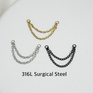 316L Surgical Steel Chain connector for Cartilage, Helix, Conch, Nose