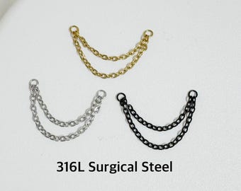 316L Surgical Steel Chain connector for Cartilage, Helix, Conch, Nose