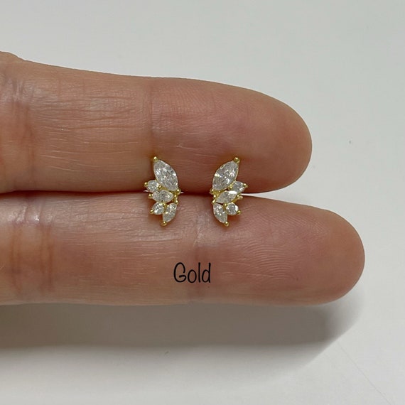 ピアス wing bling 14k essential piercing (one side) Angel Wings Piercing (single) Mix Marquise Cz Piercing, 925
