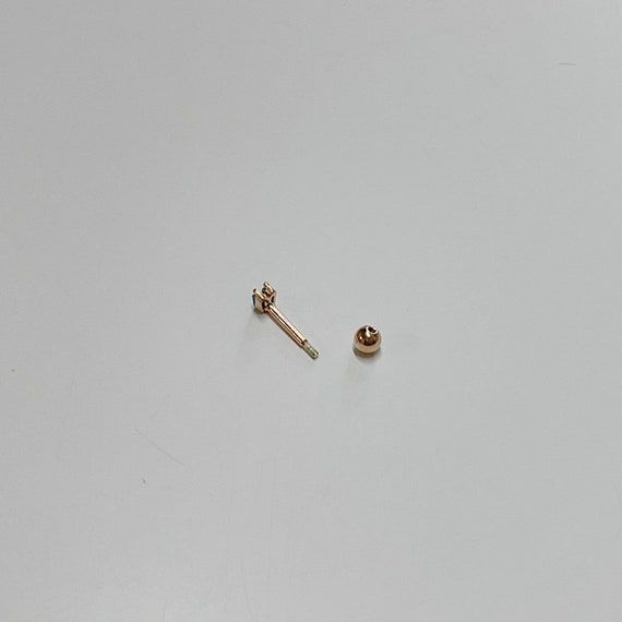 Tiny Baguette With Twin CZ Piercing (single), 925 Sterling
