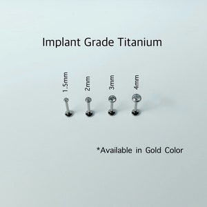 20g 18g 16g Teeny Tiny Push In Bezel Setting Titanium Labret, Super tiny cz 1.5mm/2mm/2.5mm/3mm/4mm/5mm Hypoallergenic
