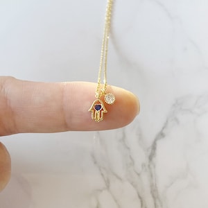 Tiny Hamsa Necklace - Etsy