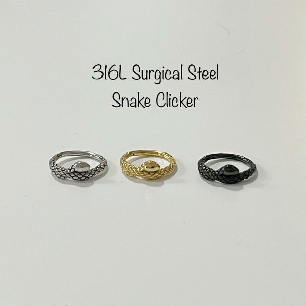 16g SNAKE Hinged Segment Rings Cartilage Hoop (Single), 316L Surgical steel