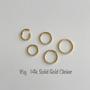 16g 14k Solid Gold Braided Hinged Hoop Rings 6mm 7mm 8mm 9mm 10mm Cartilage Daith Helix Tragus Conch Rook