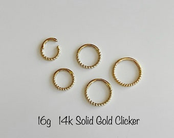 16g 14k Solid Gold Braided Hinged Hoop Rings 6mm 7mm 8mm 9mm 10mm Cartilage Daith Helix Tragus Conch Rook