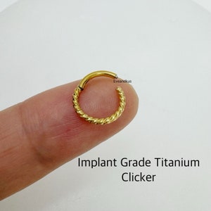 16g Braided Hoop, Titanium Seamless Hinged Clicker, ASTM-F136 Titanium Segment Ring, Cartilage, Daith, Conch Clicker