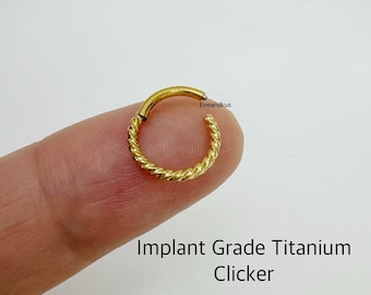 16g Braided Hoop, Titanium Seamless Hinged Clicker, ASTM-F136 Titanium Segment Ring, Cartilage, Daith, Conch Clicker