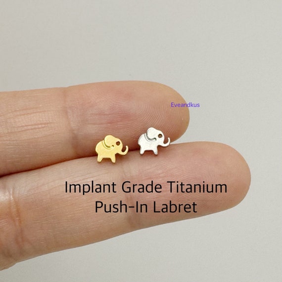 Implant Grade Titanium Internally Threaded Elephant Flat Back Labret Implant Grade Titanium Internally Threaded Elephant Flat Back Labret