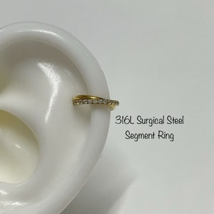 16g 316L Surgical Steel One Line Prong Set Cross Welding hoop, Helix, Cartilage Clicker