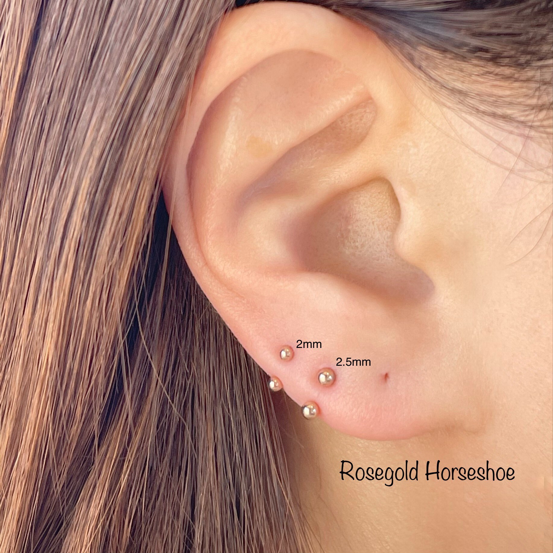 20g Rosegold Horseshoe 2mm 2.5mm 3mm Barbell Piercingsingle