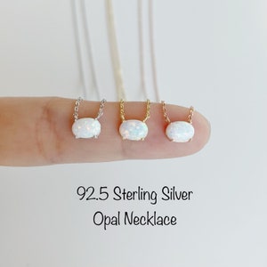 Genuine Opal 925 Sterling Silver Necklace, Genuine White Opal Necklace, 14k gold plated/14k Rosegold plated/Rhodium over Sterling Silver