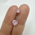 Heart CZ Prong Setting Belly Button Ring ASTM F-136 Implant Grade Titanium
