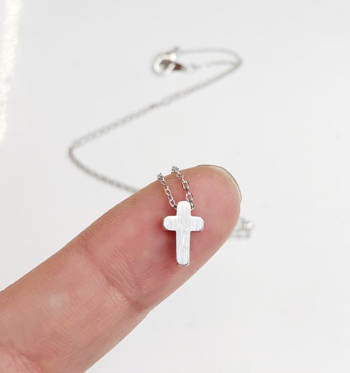 Tiny Cross Necklace Dainty Cross Necklace 14k Gold Plated Etsy