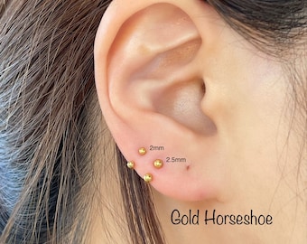 Helix Single Rook Septum Ring Nose Ring 20g Gold HorseShoe 2mm2.5mm3mm Barbell piercing Cartilage