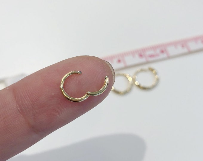 Tiny Thin Huggie Hoop (Pair) Earrings, 14k gold dipped Sterling Silver huggie Earring, 6mm/7mm/8mm/9mm/10mm Dainty Huggie Earrings