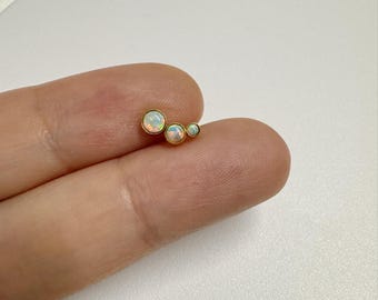 Dainty Opal Curved Climber Top Implant Grade Titanium Push In Labret, Helix, Cartilage, Conch