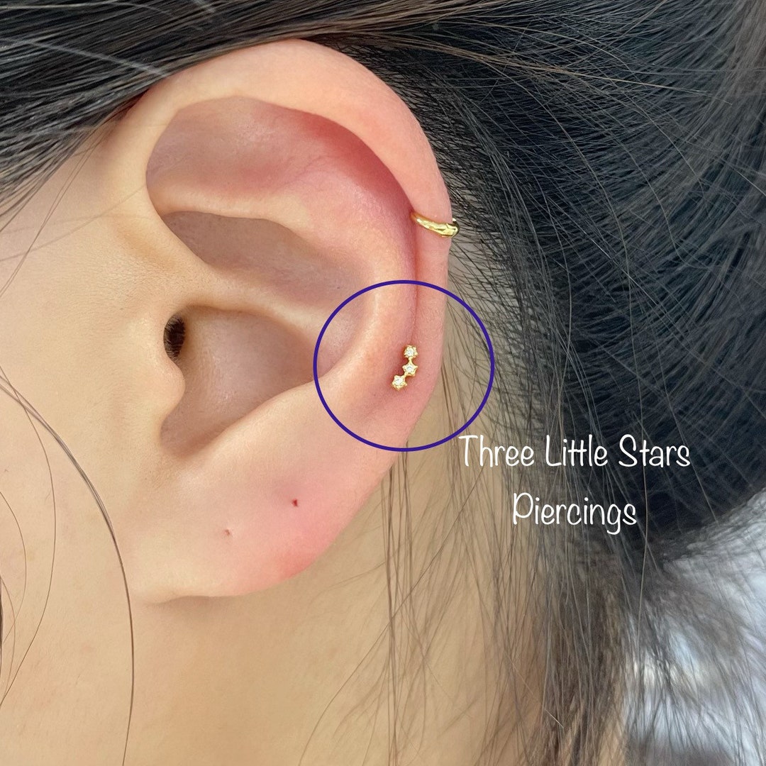 Three Little Stars Piercingsingle 925 Sterling Silver Piercing