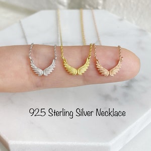 Tiny Angel Wing Necklace, Angel Wing 925 Sterling Silver Nickel Free Necklace, Minimalist Necklace