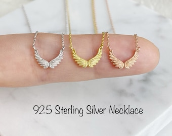 Tiny Angel Wing Necklace, Angel Wing 925 Sterling Silver Nickel Free Necklace, Minimalist Necklace