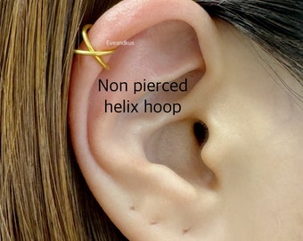 Non pierced helix earring, Ear Cuff No piercing 316L surgical steel, conch, helix, cartilage, nose