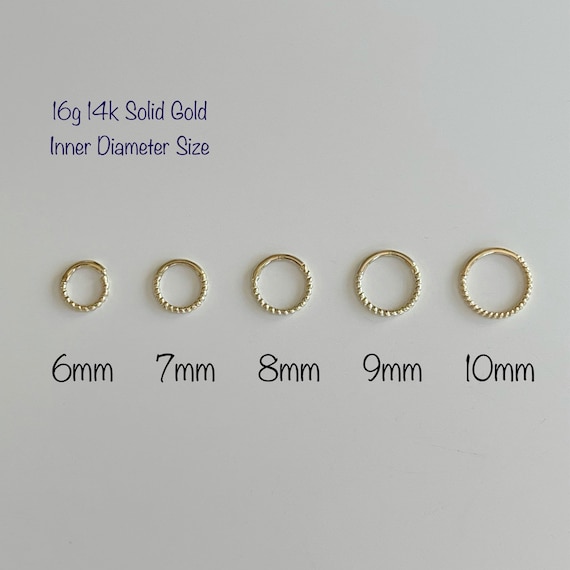 16g 14k Solid Gold Braided Hinged Hoop Rings 6mm 7mm 8mm 9mm