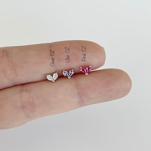 16g Tiny CZ heart piercing (Single), 316L Surgical steel cartilage helix tragus conch piercing