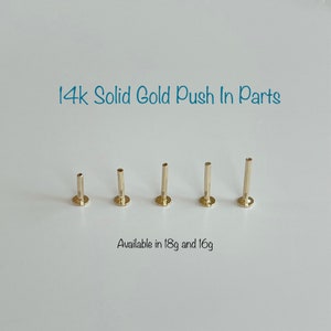14k Solid Gold 20g 18g 16g Threadless Push-In REPLACEMENT Labret parts