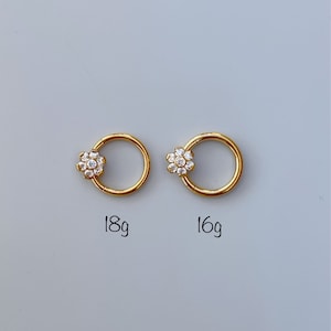 CZ Flower Septum Ring: Implant Grade Titanium Daith Clicker