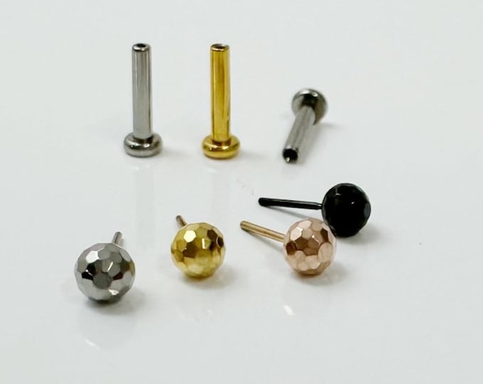 20g 18g 16g Tiny Mirrow Ball 3mm Push In Threadless Titanium Labret, Titanium 6AL-4V-ELI-ASTM-F136
