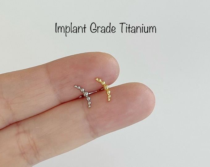 16g Tiny ball crescent Internally Threaded Monroe Labret, Dainty BallS Helix Cartilage Tragus, Titanium 6AL-4V-ELI-ASTM-F136
