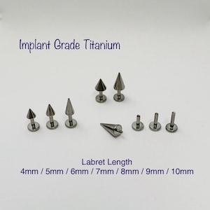 16g Implant Grade Titanium Spike Labret (Single), Spike Titanium internally threaded labret for cartilage, tragus, helix