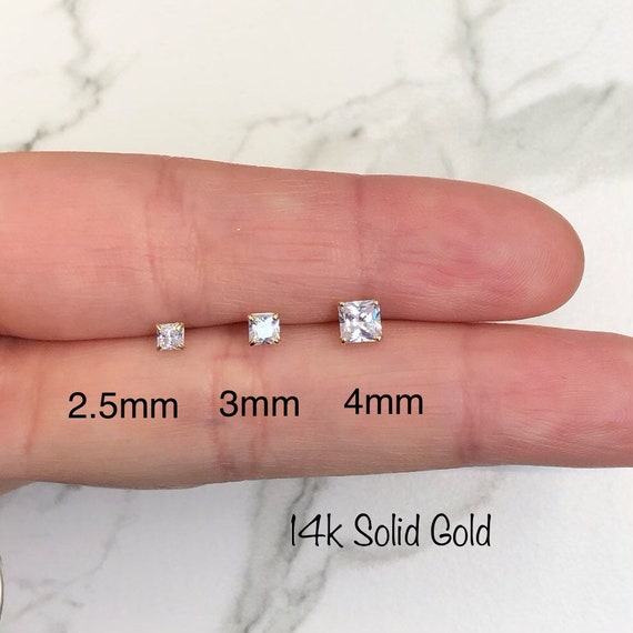 5mm princess cheap cut earrings