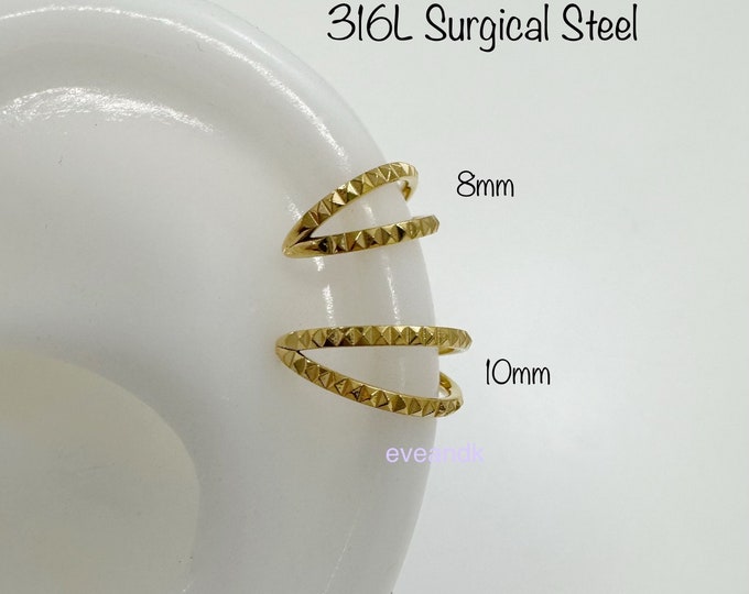 16g 8mm 10mm Diamond Cut V Shape Clicker, Helix, Cartilage, Conch Clicker