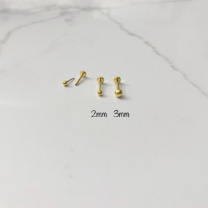20 g 18 g 16 g - Labret boule or 3 mm 2 m, Piercing nez-lèvres Tragus Cartilage Helix (Unique)